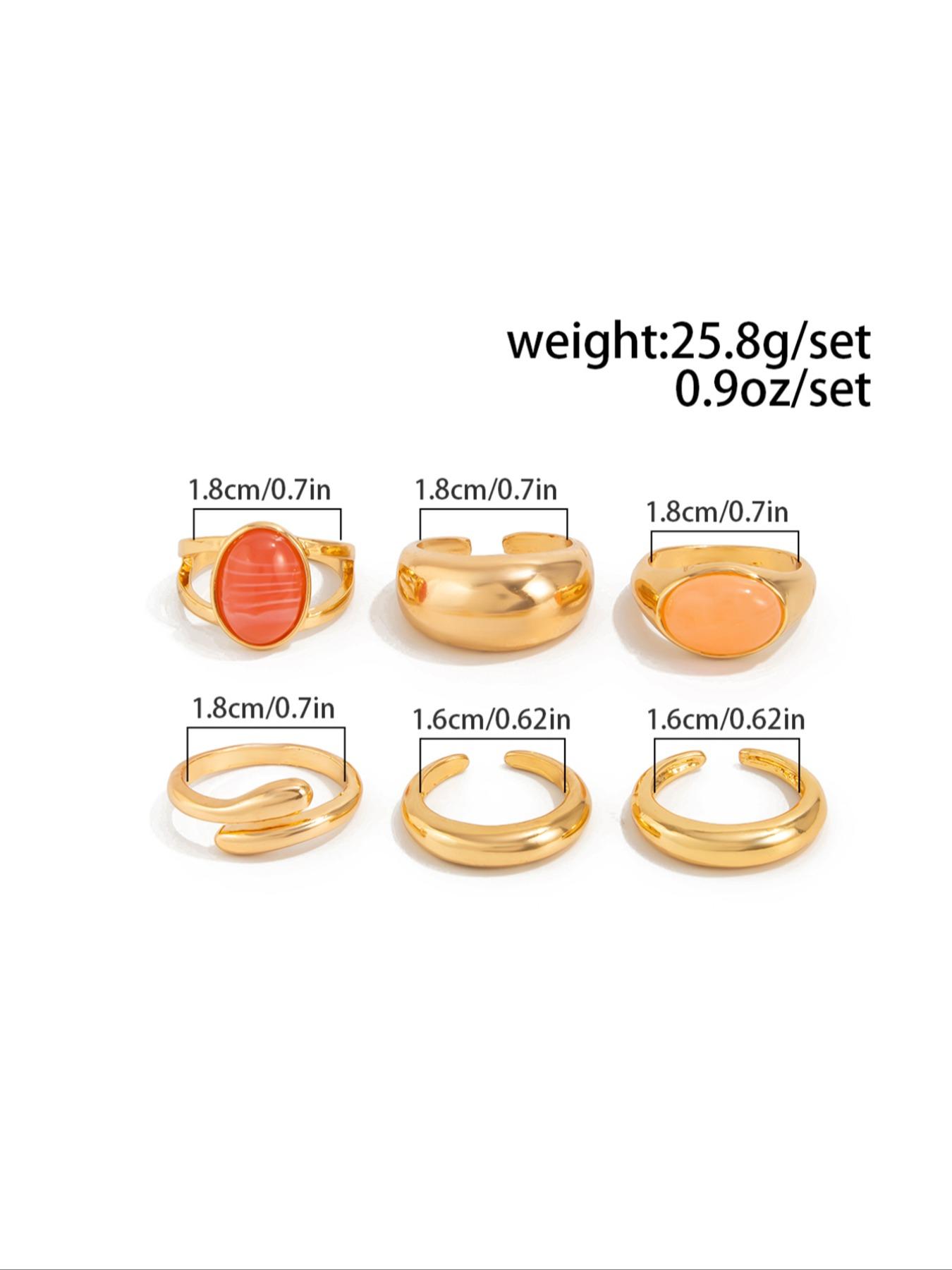 Boho Style Glass Gemstone Stackable Rings Set, Vintage Multi-element Fashion  Unique Design Jewelry for Women, Perfect Gift for Friends & Daily Wear