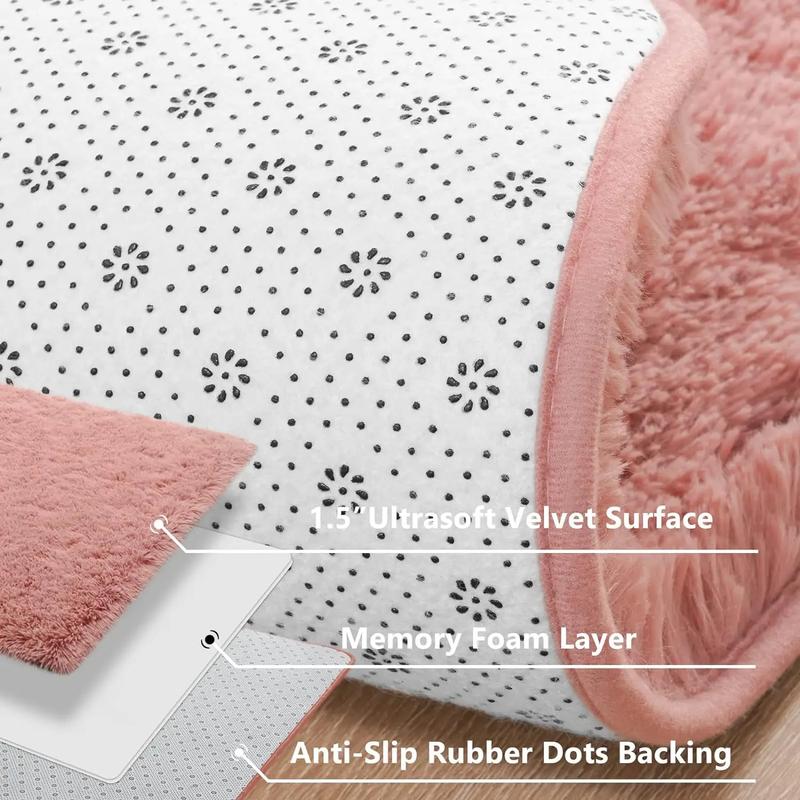 Solid Color Fuzzy Rug,  Rectangle Non-slip Soft Tuff Tufted Bedroom Carpet, Winter Warm Floor Mat for Home Living Room Decor, Fall Decor, Valentine's Day Gift