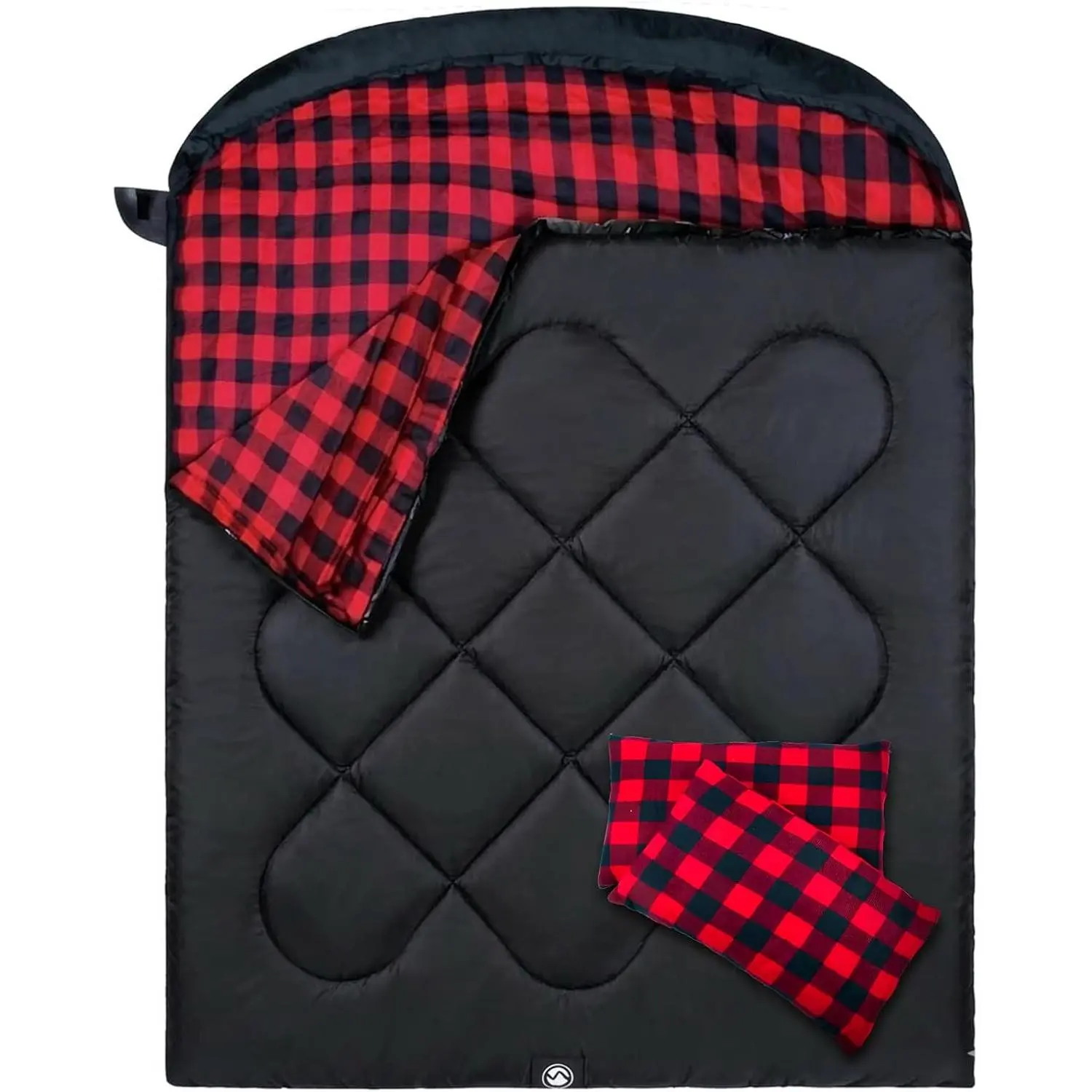 Double Sleeping Bag for Adults with 2 Pillows, Camping Sleeping Bags Flannel Cotton 2 Person Sleeping Bags XXL Queen Size Sleeping Bag for Cold Weather