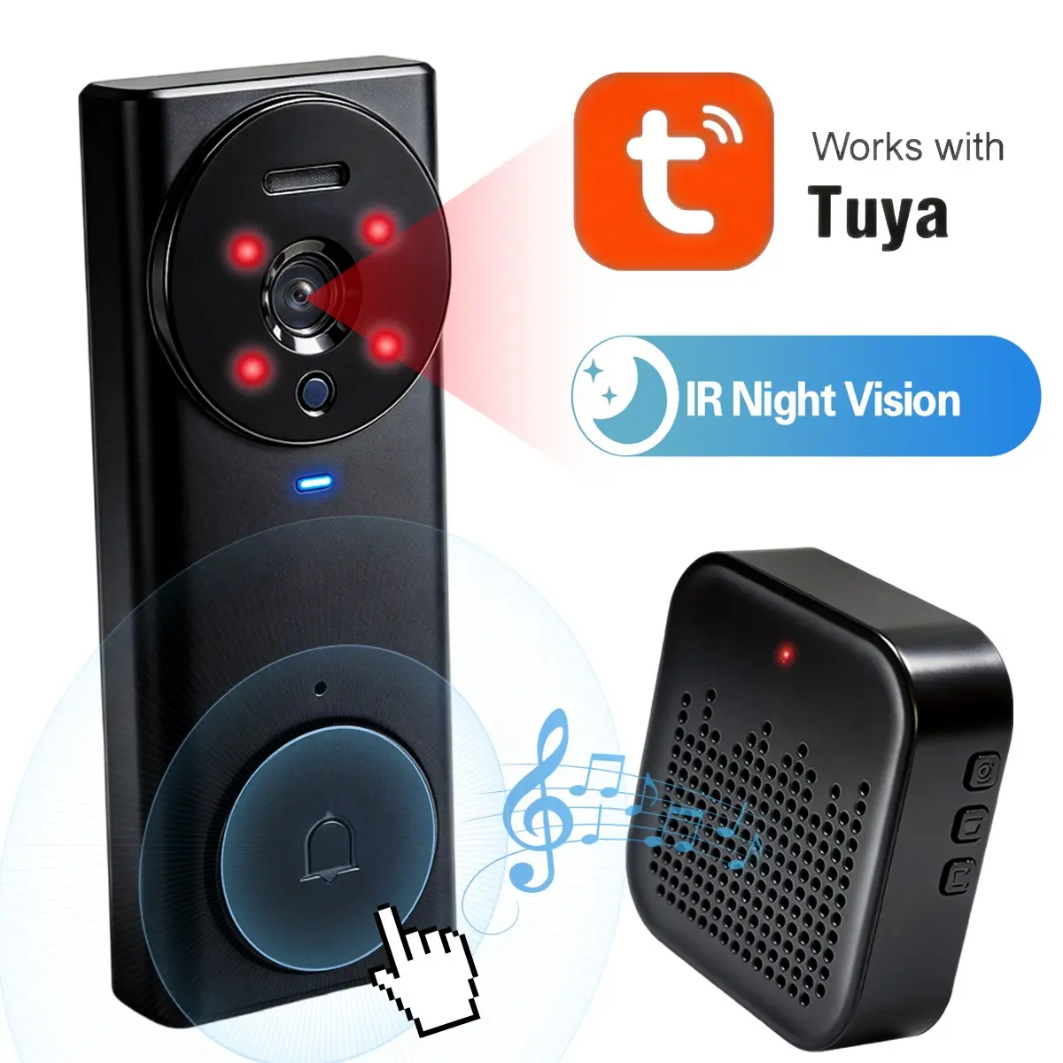 Wireless Video Doorbell Camera, Smart Security Doorbell, HD Quality, Ai Motion Detection, Night Vision, Two-Way Audio, 2.4g WiFi, Rechargeable Battery, Cloud Storage