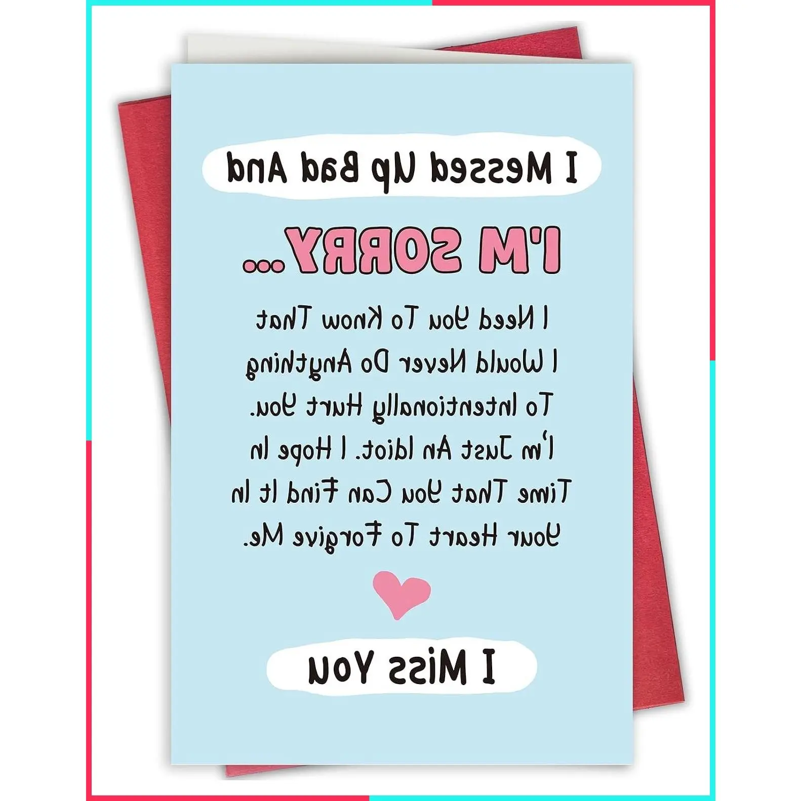 Funny Apology Poem Card for Him or Her - I Messed Up Card for Men & Women, Forgive Me Card for Friends & Family, Miss You Card, Sorry Card
