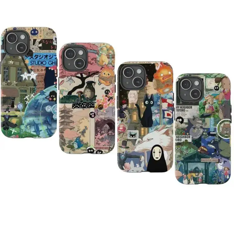 New Style Studio Ghibli Collage Soft TPU Phone Case - Wireless Protection, Drop-Resistance, Full Aesthetic Print for iPhone 17 Pro Max/Air,16,15,14,13,12,11 Plus Pro Max & Samsung S26,S25,S24,S23,S22,S21 FE Plus Ultra - Animal Themed Gift for Lovers