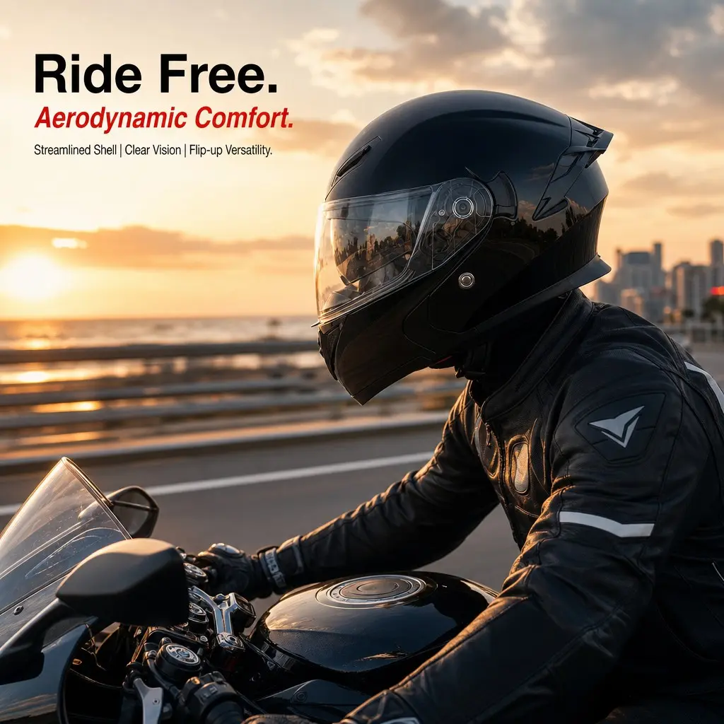 Dual Lens Face Shield Motorcycle Helmet, Dot Certified, Large Rear Wing, Unisex, All-Season Electric Bike Riding Helmet