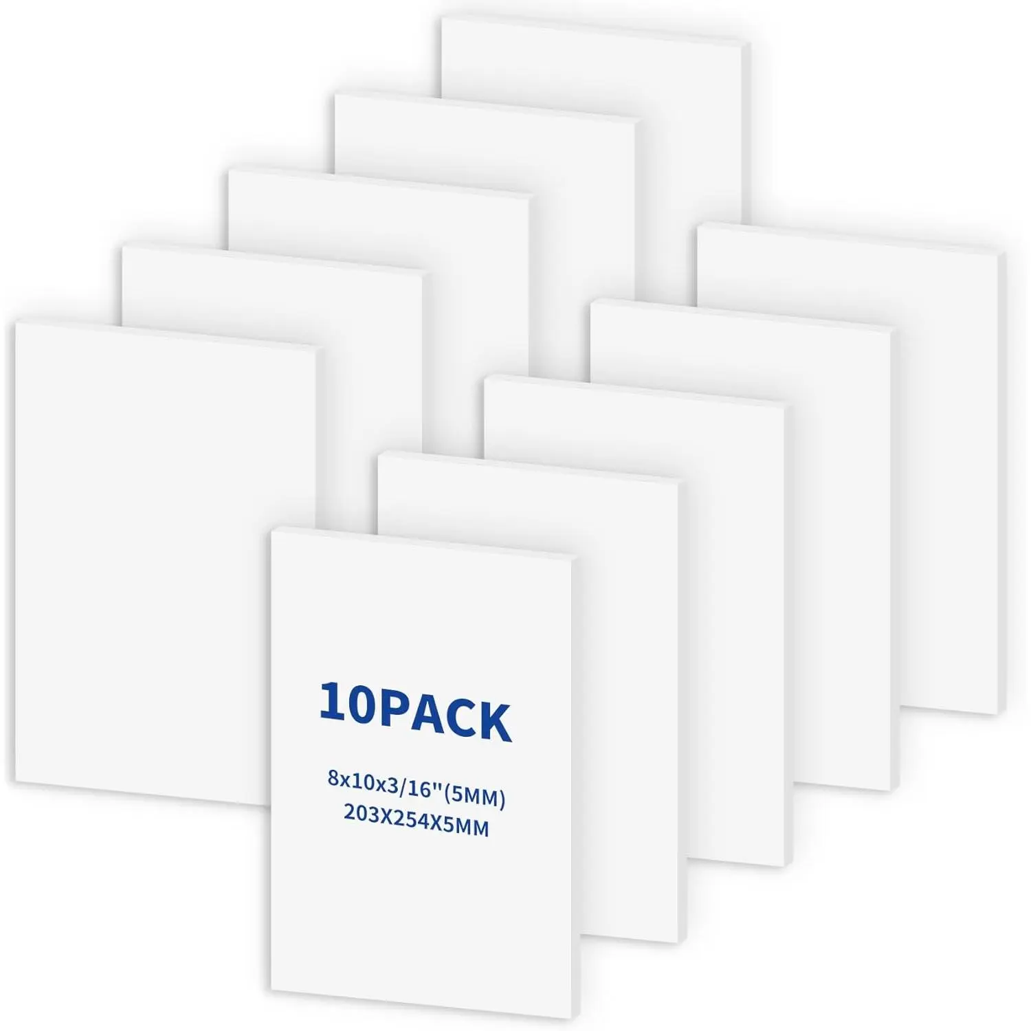 White Foam Boards 8" x 10"- 10 Pack -Double Sided Foam Core Board Signboard for Presentations School Office Rigid Polystyrene Styrofoam Foam Sheet,Foam Board for Crafts - 3/16" Thick (5mm)