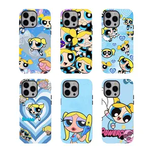 [No magnetic]  P0werpuff Girls Bubbles Phone case,Dual-Layer design durable smartphone Cover,Cartoon Nostalgia Aesthetic cellphone shell for iPhone 17 16 15 14 13 12 11 8 7 for Samsung Series,Shockproof Protective trending case,perfect gift for her