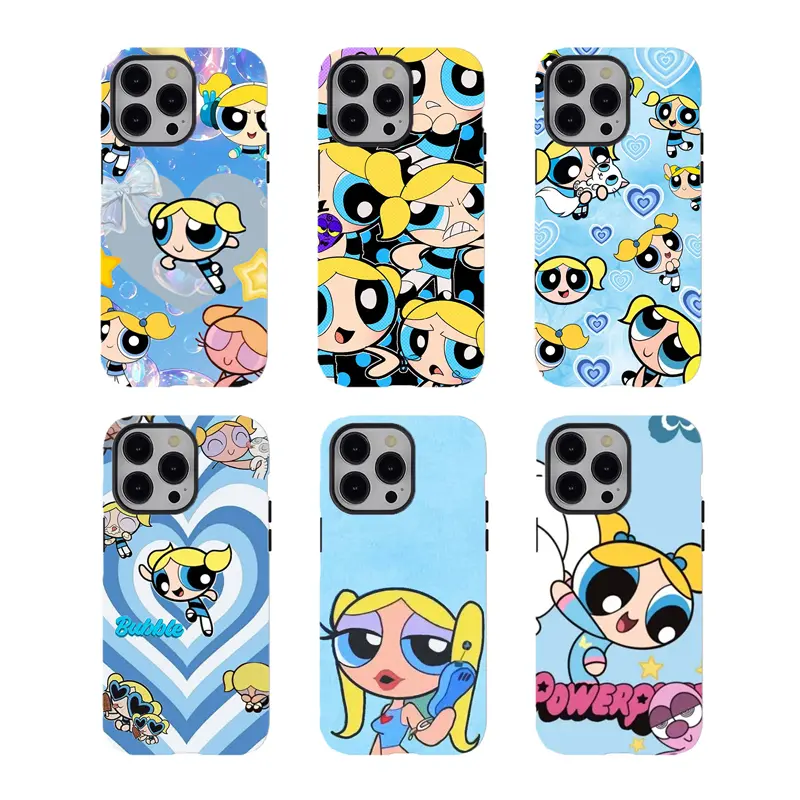 [No magnetic]  P0werpuff Girls Bubbles Phone case,Dual-Layer design durable smartphone Cover,Cartoon Nostalgia Aesthetic cellphone shell for iPhone 17 16 15 14 13 12 11 8 7 for Samsung Series,Shockproof Protective trending case,perfect gift for her