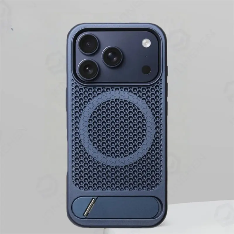 Magnetic Shockproof Bumper Phone Case with Heat Dissipation Stand, Breathable Cover & MagSafe Compatibility for Multi-Model iPhone Series (17 Pro Max, 16, 15, 14, 13, 12) Mobile Accessories