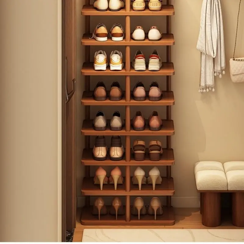 Multi-Layer Bamboo Wood Shoe Rack, Wooden Shoe Rack, Space-Saving Entryway Organizer, Home Storage Shelf, Holds Two Pairs Per Layer, Ideal for Small Homes