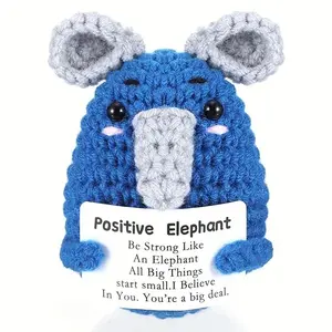 Cute Elephant Crochet Doll, Christmas Gift Idea, Home Desktop Decoration, Emotional Support Buddy Toy, Perfect Present for Friends & Family