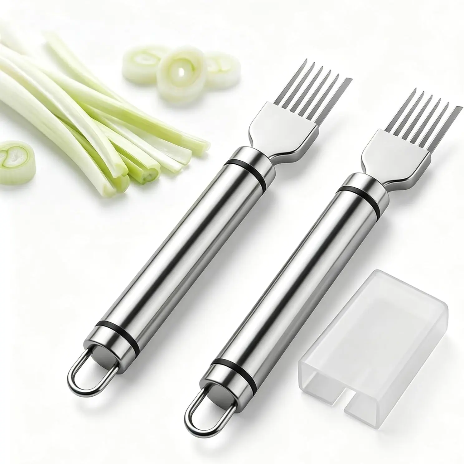 2pcs Onion Slicer, Scallion Shredder, Ergonomic Design, Effortlessly Slices Onions, Garlic Slicer, Vegetable Tool, Kitchen Vegetable Slicer