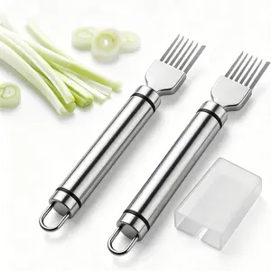 2pcs Onion Slicer, Scallion Shredder, Ergonomic Design, Effortlessly Slices Onions, Garlic Slicer, Vegetable Tool