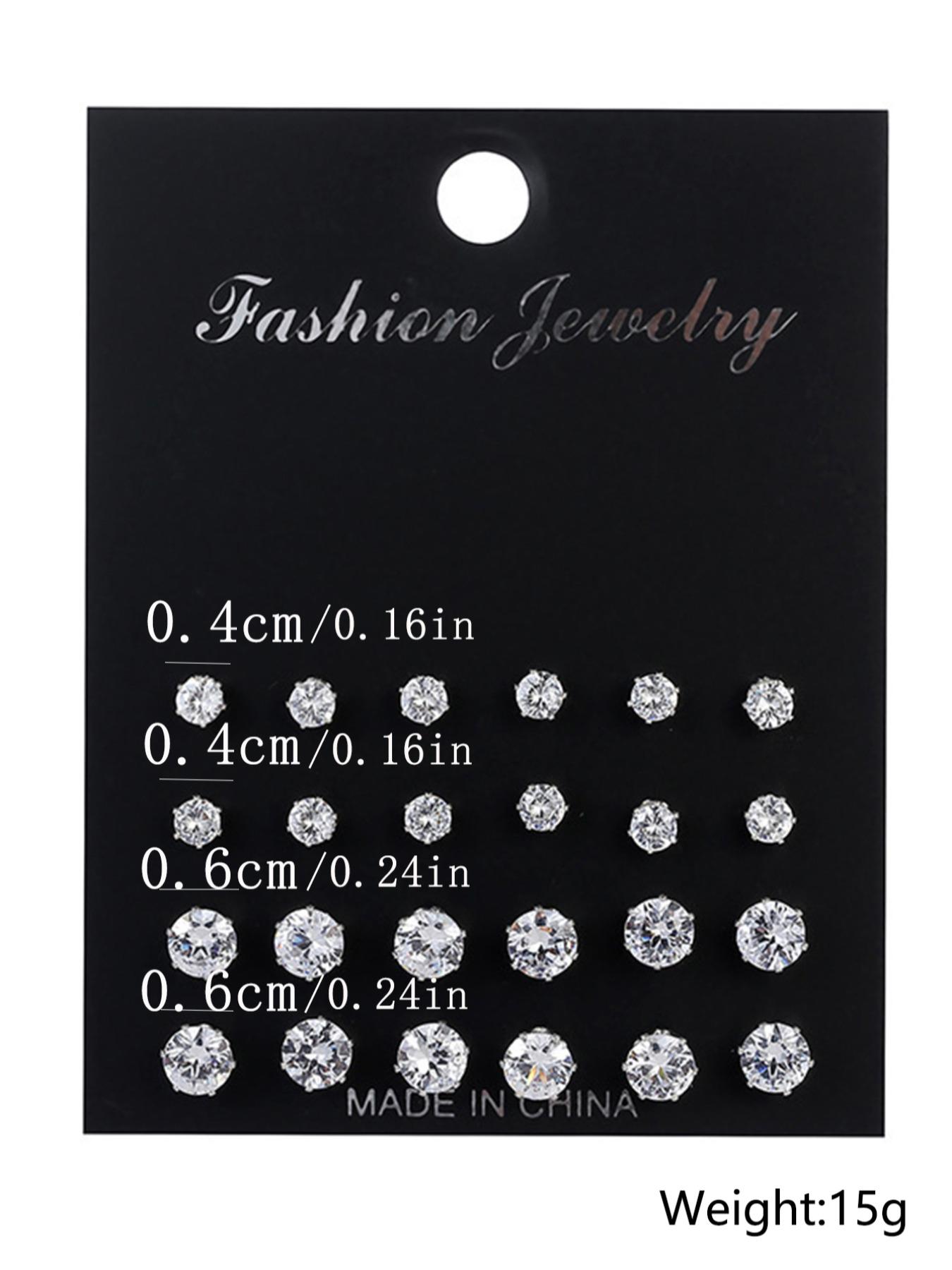 Summer 2024 Irregular Luxury Rhinestone Decor Stud Earrings, 12 Pairs Boy's Matching Jewelry, Streetwear Punk Hip Hop Trendy Accessories for Party, Clubs, Daily Wear, Ear Studs