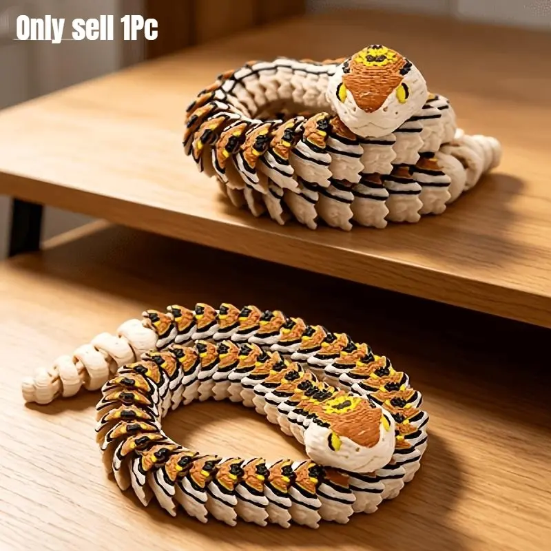 3D Printed Multi-Jointed Articulated Simulated Viper Snake Figurine, Stress-Relief Trendy Toy, Desktop Decoration Gift