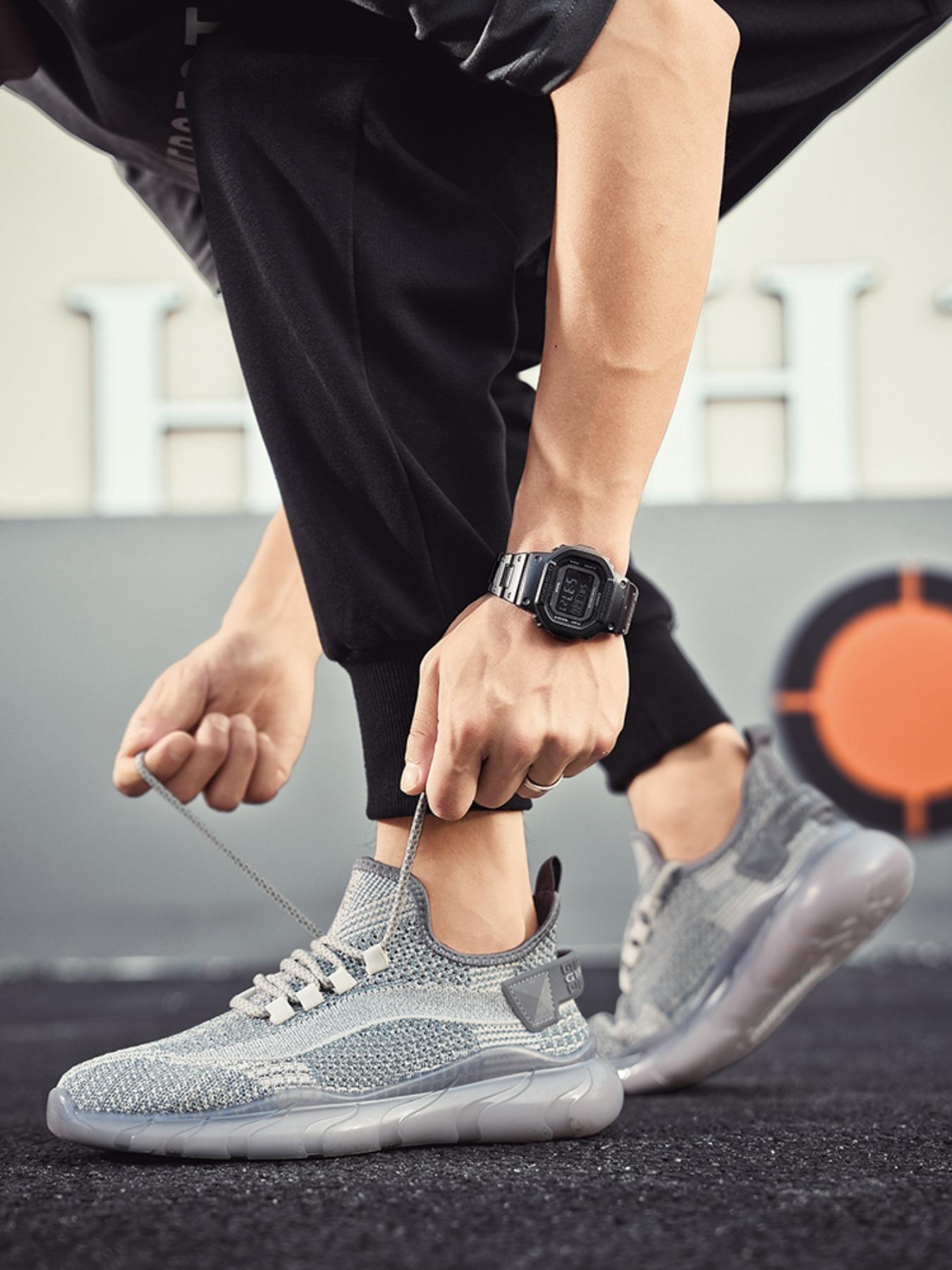 Men's Breathable Mesh Athletic Workout Sneakers, Lightweight Shock-Absorbing Running Shoes for Daily Wear