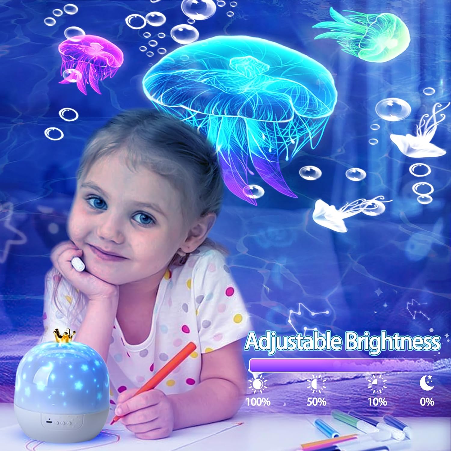 Star Ocean Night Light Projector for Bedroom - 360° Rotatable Kids Projector, Perfect Party Decor & Christmas/Birthday Gift