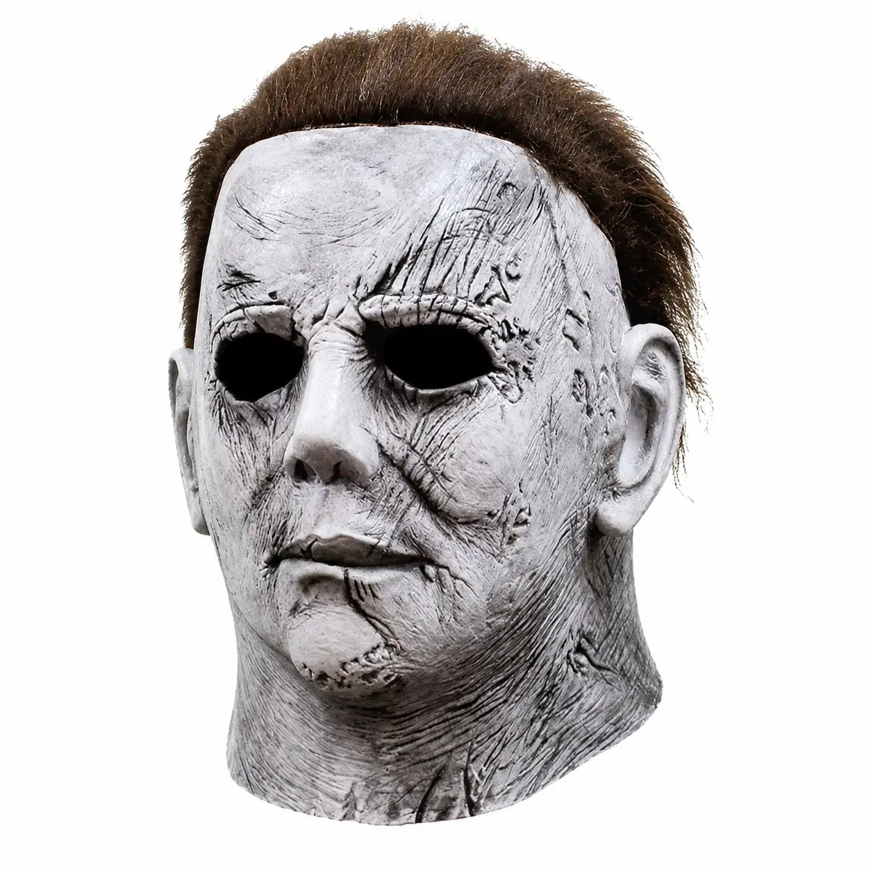 Adult Horror Mask, Realistic Scarred Face Latex Full Head Mask, Eye Openings, Perfect for Halloween, Cosplay, Haunted House, Pranks, Costume Parties