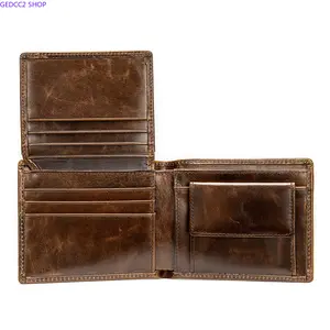 Cross-border retro leather wallet men's change bag anti-theft brush wallet European and American dollar clip short handmade wallet