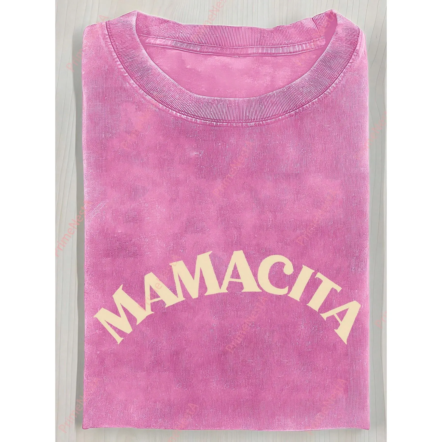 Washed Cotton MAMACITA Black Printed Curved Top, Premium Batik Cotton Fashion Tee, All Season Daily Wear, 2026 Summer Casual Short Sleeve Tops