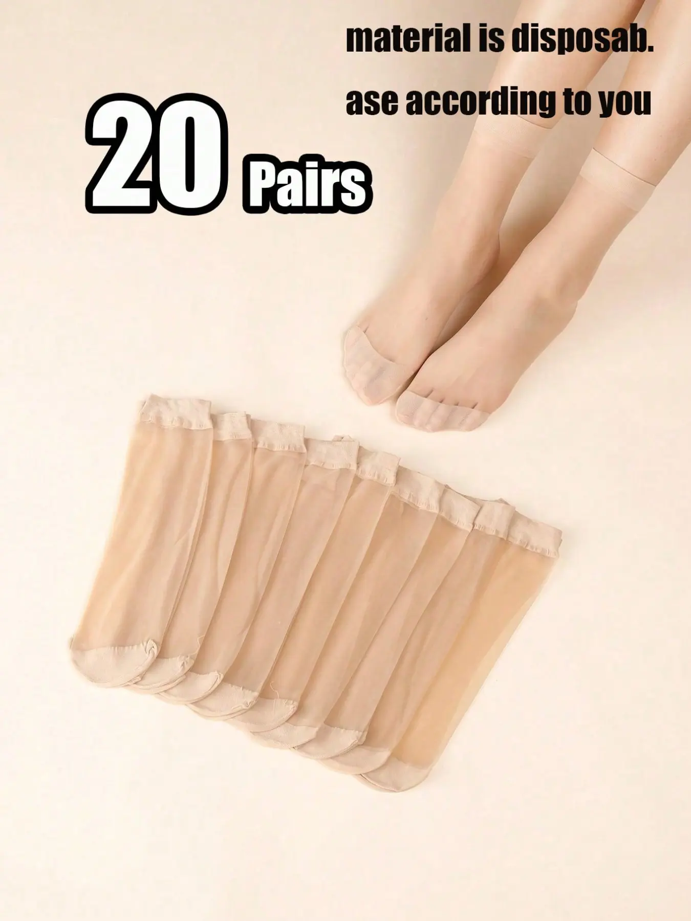 20 Pairs Women's Nylon Transparent Socks, Nude Round Toe Breathable Short Socks, Ultra-Thin Cool Transparent Solid Color Stockings