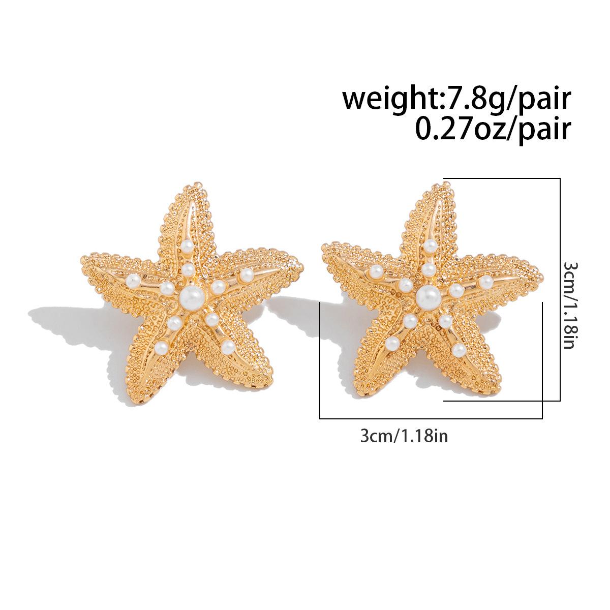 Ocean Inspired Starfish Star Stud Earrings Bold Statement Metal Earrings Exaggerated Beach Vacation Style Fashion Jewelry for Women Trendy Summer Coastal Aesthetic Party Club Daily Outfits Lightweight Alloy Ear Accessories