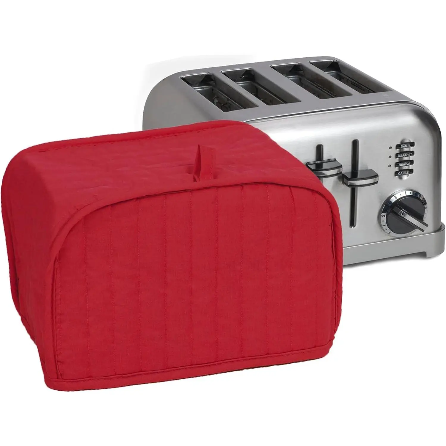 Premium Universal Four Slice Toaster Cover, 11.25" x 7.25" x 10.5", Polyester and Cotton Quilted, Fingerprint Protector, Super Soft Appliance Cover, Dust Protection (Appliance NOT Included)