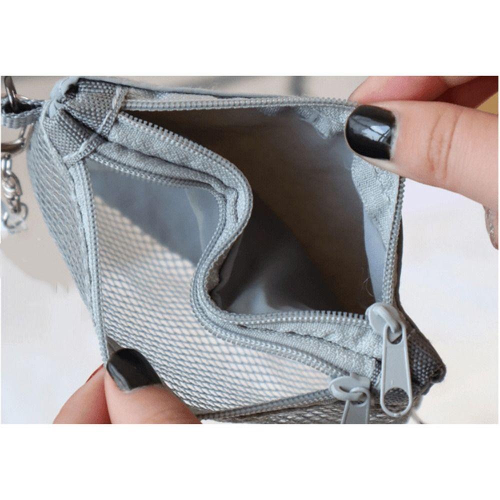 Double Zipper Mesh Storage Bag Double-layer Space Saving Portable Coin Purse Square Visible Travel Cosmetic Organizer Women