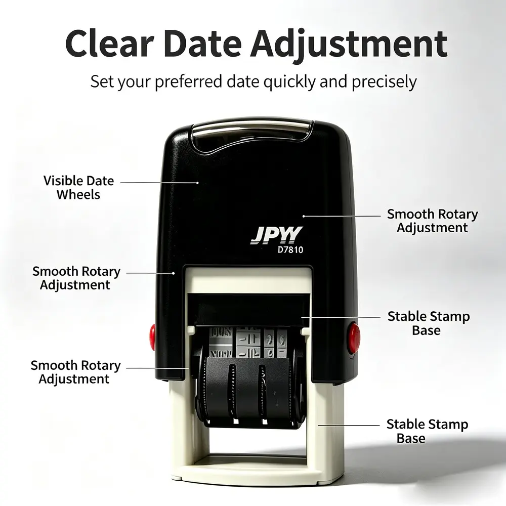 Adjustable Date Stamp, Reusable Office Date Seal, Ink Pads Optional, Adjustable Date, for Invoices, Contracts, Documents, Archives