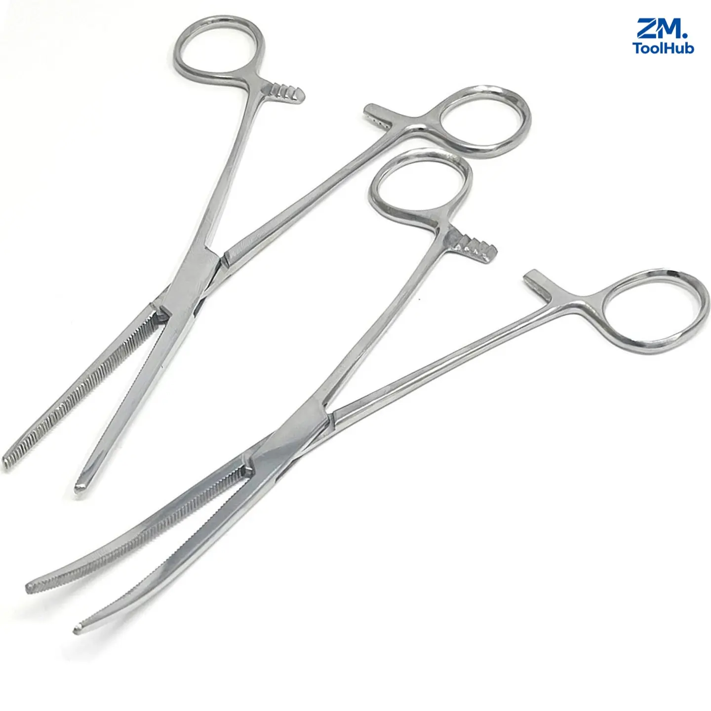 2 Pc 8" Stainless Steel Locking Straight & Curved Hemostat Forceps Set, Ideal for EMT, Firefighter, Dental, Hobby, Fishing, Electronics, Pruning, Taxidermy & More