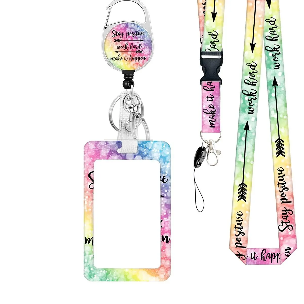 Lanyard & Badge Holder Set, Id Badge Holder With Lanyard, 1 Count Removable Lanyard & 1 Count Badge Holder & 1 Count Easy Pull Buckle, Identification Badges & Supplies, Personalized Lanyard, Badge Reel, Lanyards With Id Holder