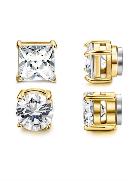 4pcs Simple Style Copper Zircon Ear Cuffs, Magnetic Design Unisex Jewelry Gift, Casual All-Season Accessory for Daily Wear, Cubic Zirconia