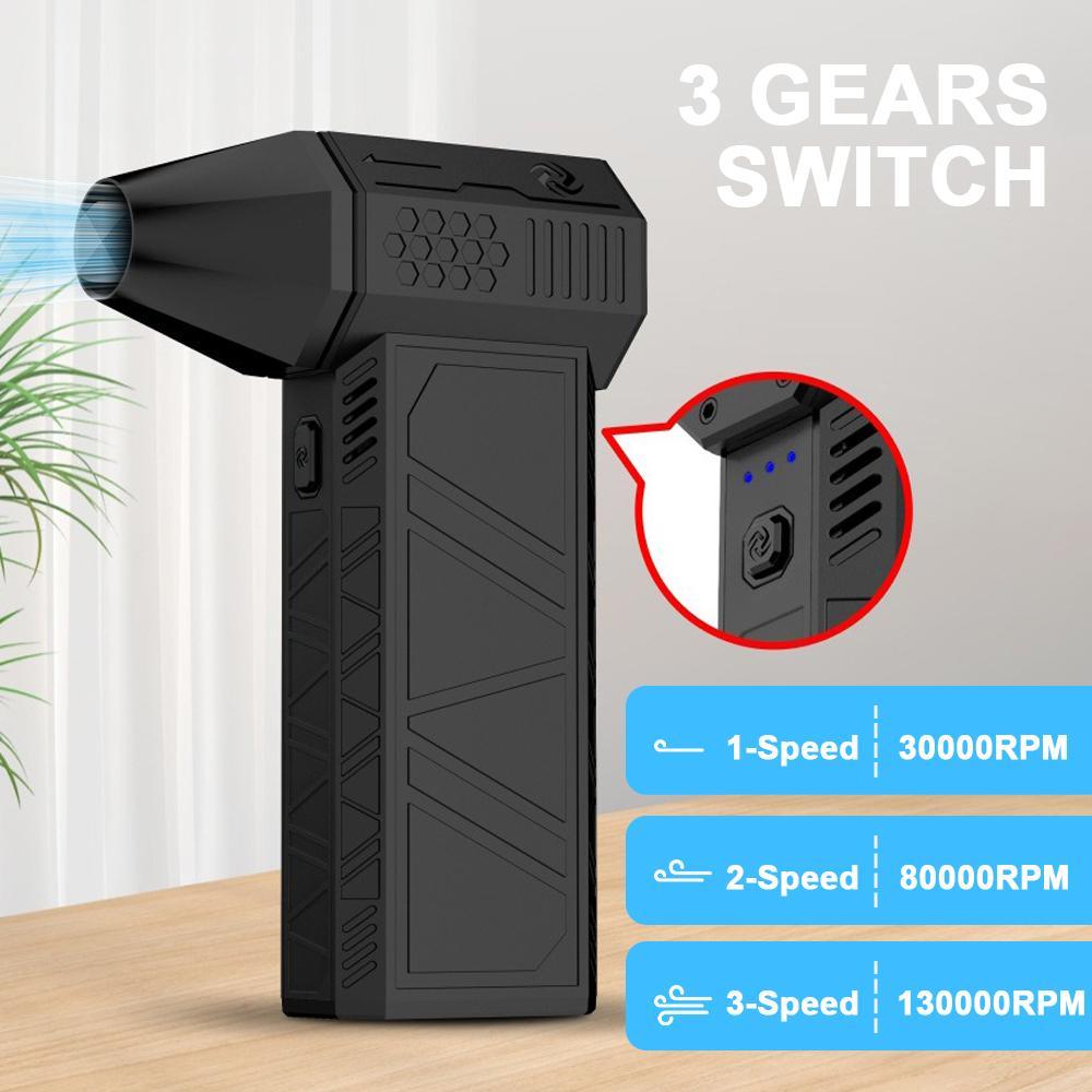 High Power Compressed Air Duster, 130000 RPM Electric Air Blower with Light, Durable Rechargeable 3 Gear Adjustable Cordless Jet Dry Blower for Car Home Keyboard Deep Cleaning, Car Electrical Appliances