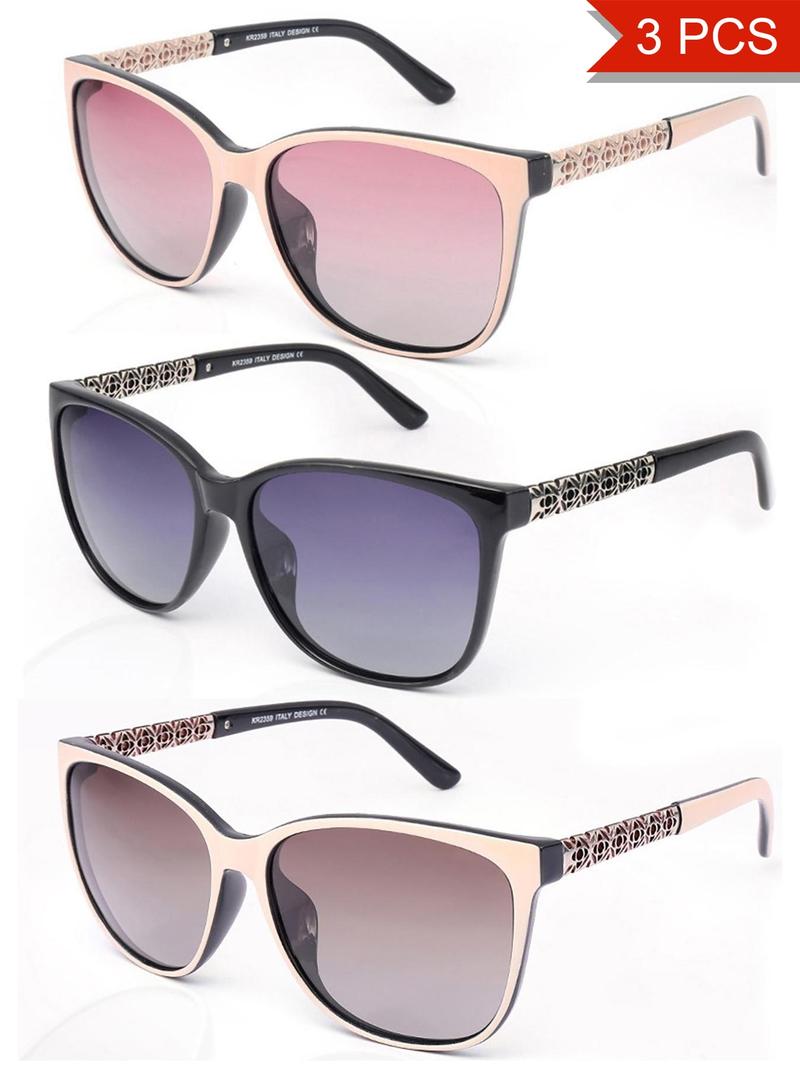 3PCS Polarized Women Fashion TR Memory Frame Polarizing Sunglasses For Women 3PCS Are Uniquely Designed To Protect Against UV 400 Rays