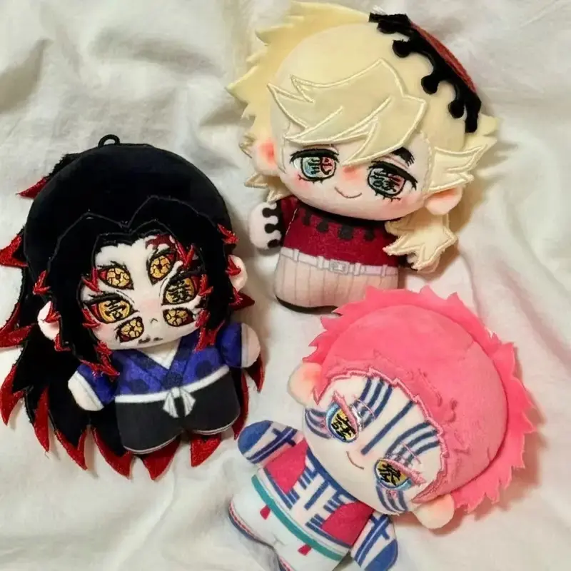 Kawaii Demon Slayer Plush Doll Anime Cartoon Douma Akaza Kokushibo 10CM Plushies Stuffed Animals Doll Keychain Bag Pendant Gifts