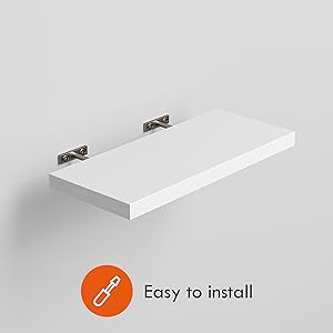 16’’White Floating Shelves for Wall Set of 4,Rustic Wood Shelf for Room Decor/Storage/Display,Small Bookshelf,Wall Mounted Hanging Shelves for Bedroom, Bathroom, Living Room, Kitchen