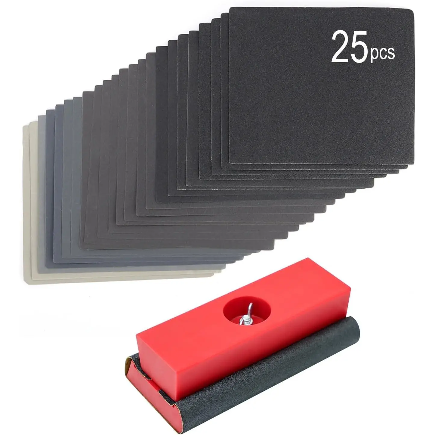 SCOTTCHEN Hand Sanding Blocks Auto Body, 25pcs Sandpaper Woodworking Furniture Sander Hand Tool, Grit 120 to 3000