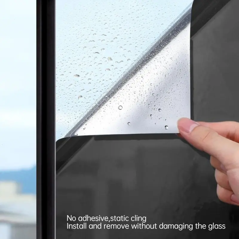 Upgrade Single-Way Privacy Glass Film, Sun Heat Blocker, Home Mirror Reflective Film, Static Adhesive, Removable, UV Protection, Anti-Glare, Includes Tool