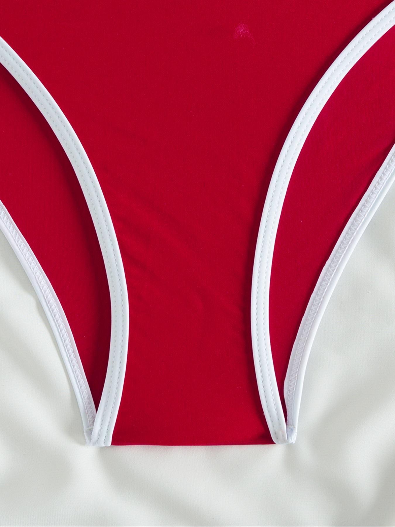 Two-piece Set Women's Solid Color Bikini Set, Casual Adjustable Strap Swim Top & High Cut Swim Bottom, Two-piece Swimsuit for Beach Holiday Vacation, High Waist Swimsuit, High Waisted Swimsuit