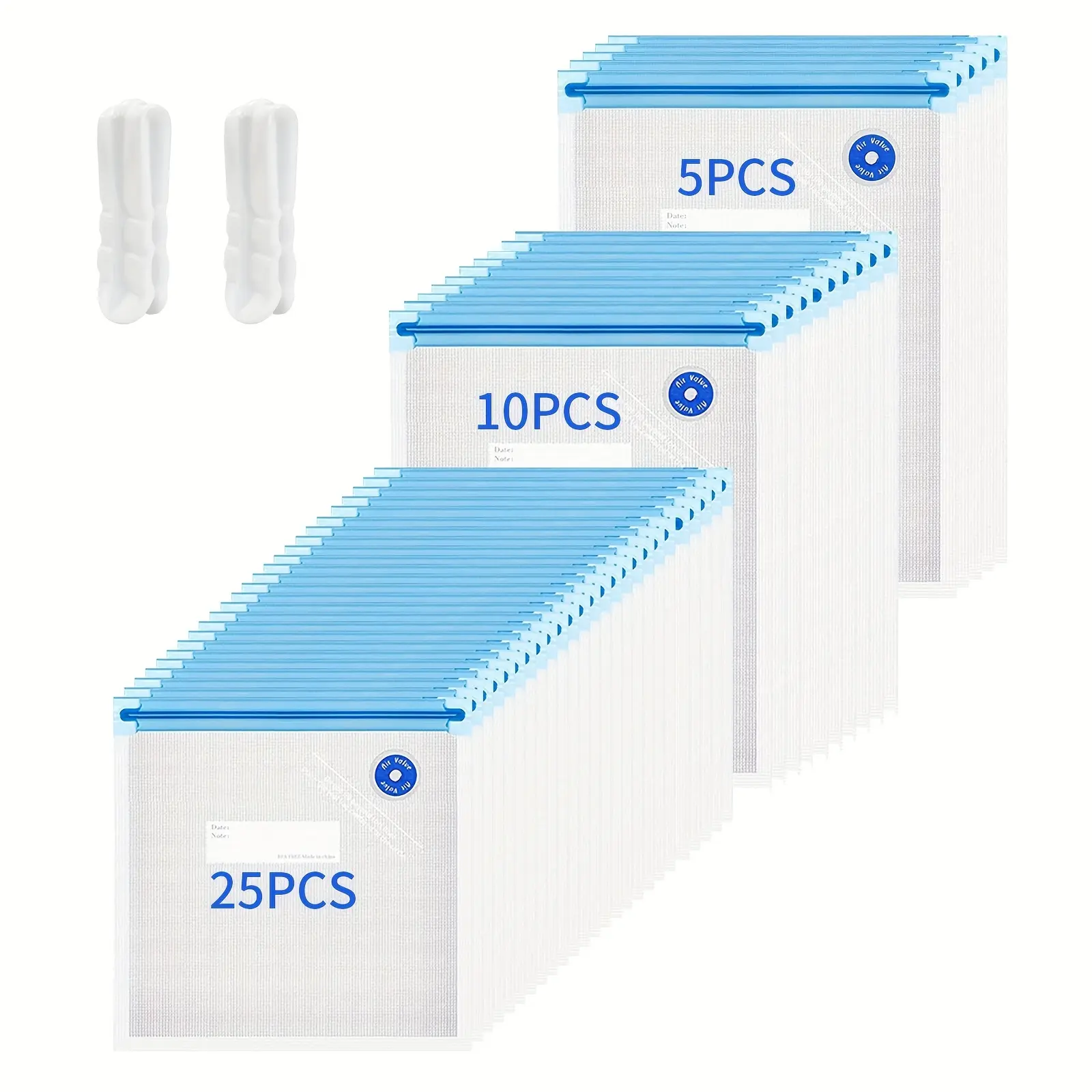 40P Reusable Food Vacuum Sealed Bag Set, Good Zipper Sealing Compressed Mesh Bags for Food Preservation & Miscellaneous Grain Storage, Suitable for Vacuum Sealing