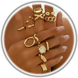 Chunky Stackable Rings Set for Women Non Tarnish Adjustable Open Stacking Knuckle Ring Joint Finger Midi Rings Pack Dainty Simple Statement Jewelry