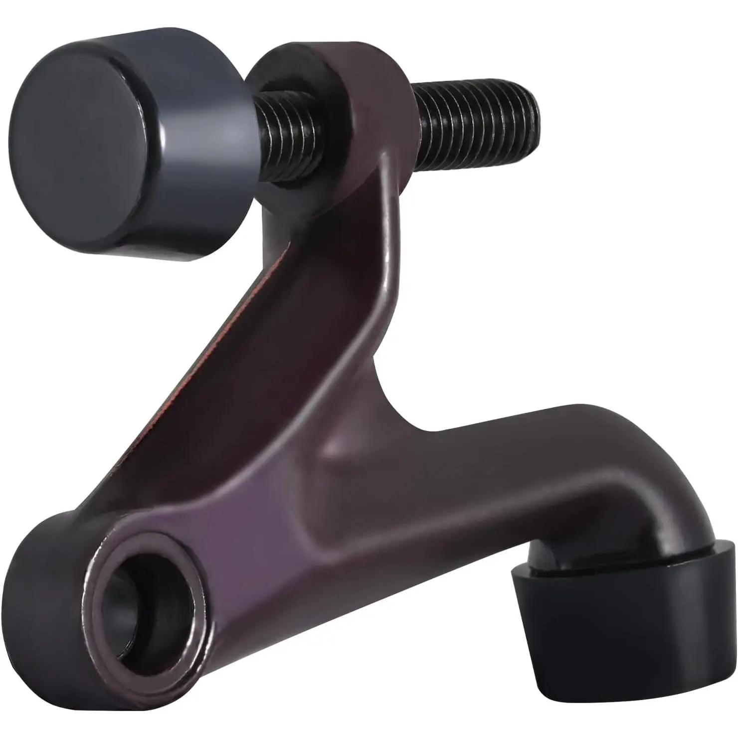 1 Pack Hinge Pin Door Stoppers, Hing Door Stops, Adjustable Deluxe Heavy Doorstops for Top of Door, Hinge Stoppers with Black Rubber Bumper Tips, Oil Rubbed Bronze