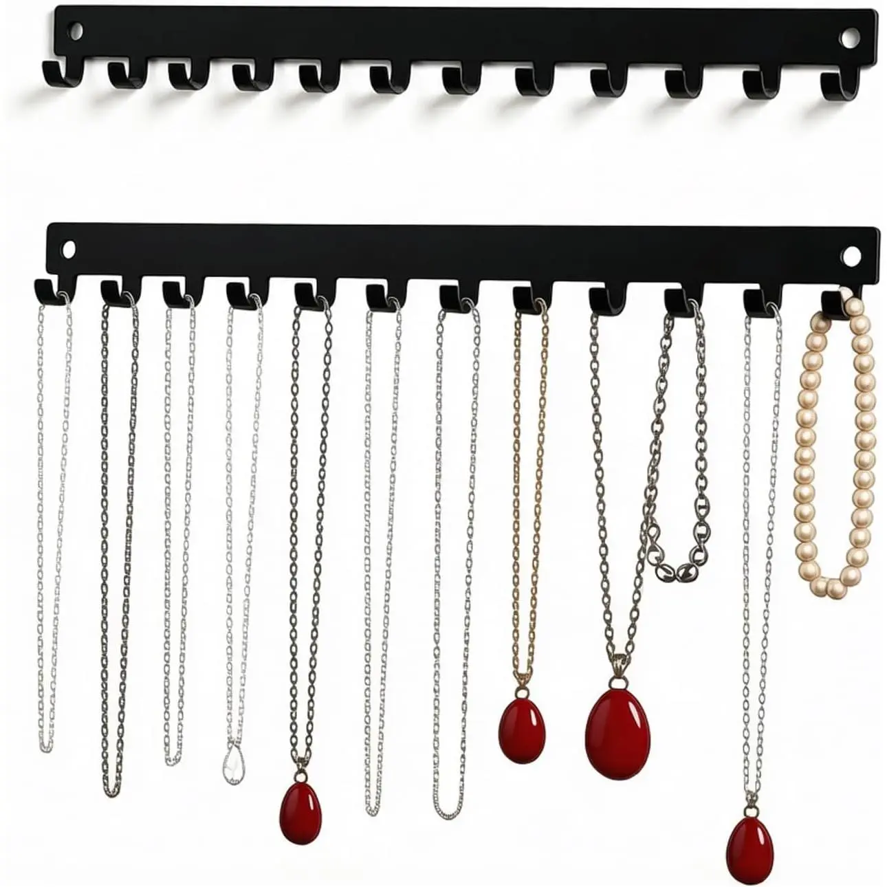 Necklace Holder and Organizer with 12 Hooks - Necklace Hanger for Wall