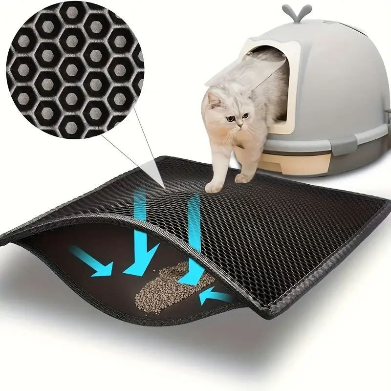 Large Dual-Layer Cat Litter Mat, Pad, Eva Material, Odor-Resistant, Non-Slip, Easy Clean, Durable, Comfortable, Modern Pet Accessory, Kitty Supplies