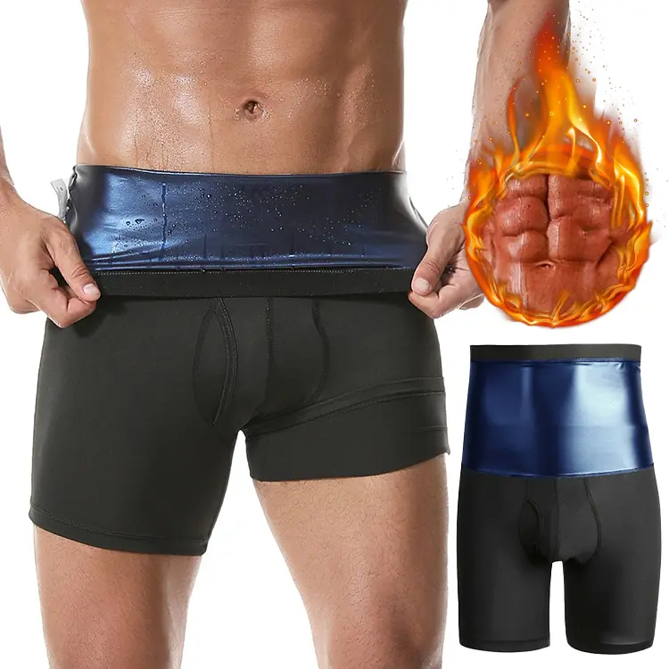 2-Pack Men's Sauna Sweat Shorts, High Waisted Compression Body Shaper with Tummy Control for Workouts