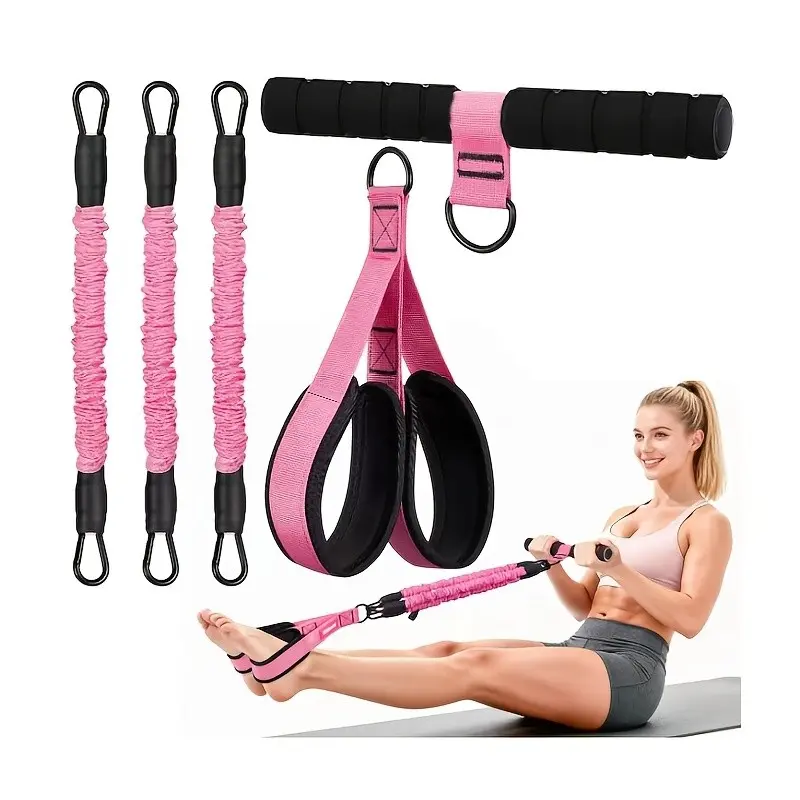 Upgraded Multifunctional Pedal Resistance Trainer with Handles, 3 Adjustable Resistance Tubes, Home Fitness Equipment for Core, Abdominal, Arm and Leg Exercise