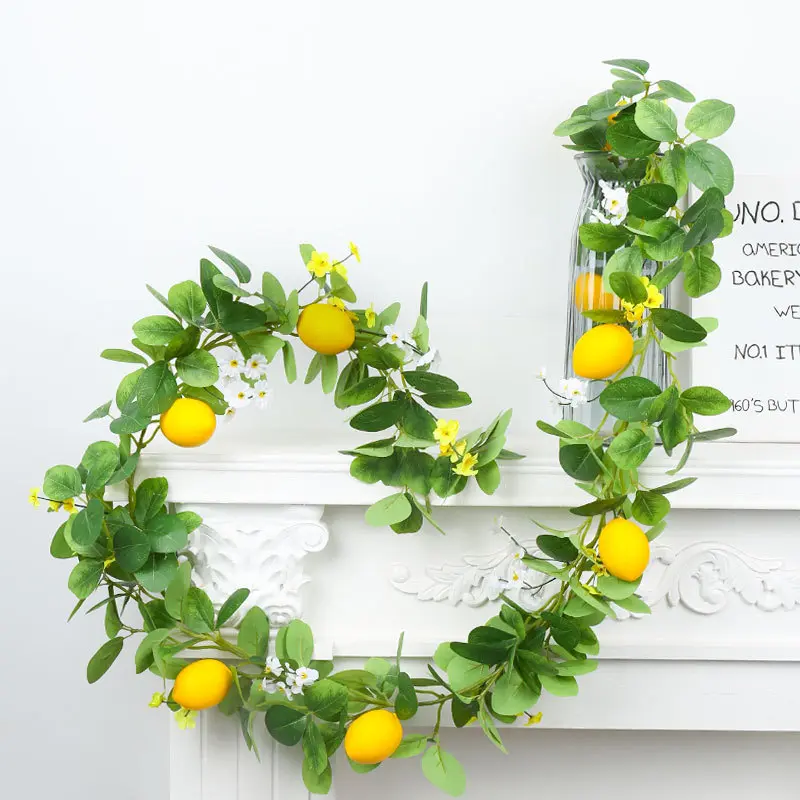 Simulated lemon vine indoor greenery decoration, foam lemon orchard for festival and celebration decoration shooting props