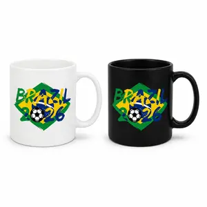 Classic Printed Brazil 2026 Soccer Ceramic Mug - 11oz/15oz Sports Drinkware, Football Fan Gift for Men Dads