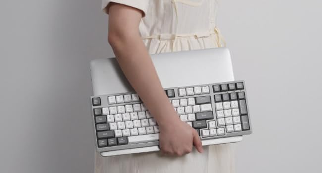 Redragon BK7114 Low-Profile Wireless Computer Keyboard, 98 Keys Slim Office PC Scissors Mechanism Keyboard w/ 2.4G BT Wireless Connection, Tactile Quiet Keystroke, Mixed Color Keycaps