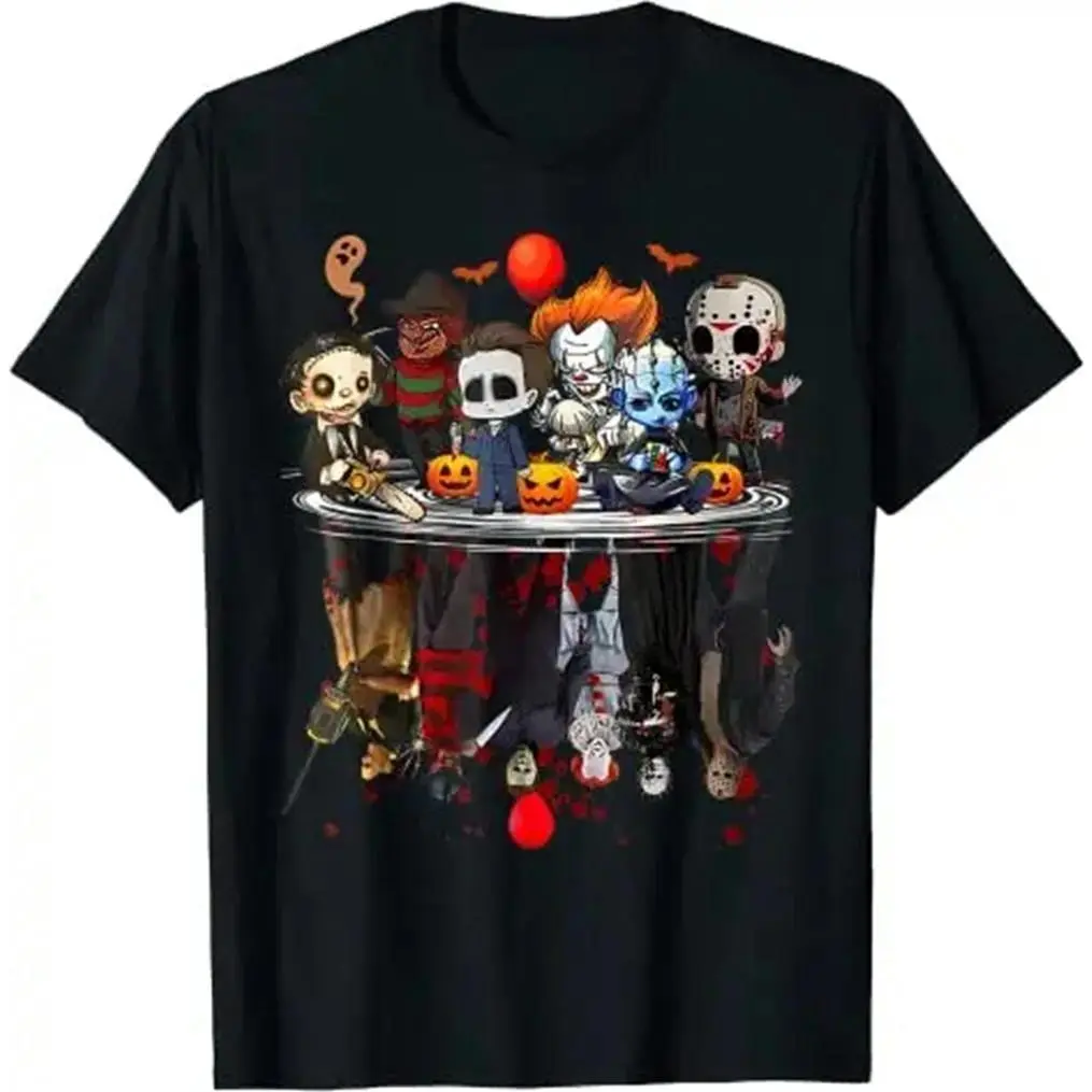 Men's Short-Sleeve Horror Movie Characters Halloween T-Shirt - Freddy Jason Chucky Gothic Tee, Everyday Comfort for Horror Fans & Gothic Style Lovers, Shortsleeve