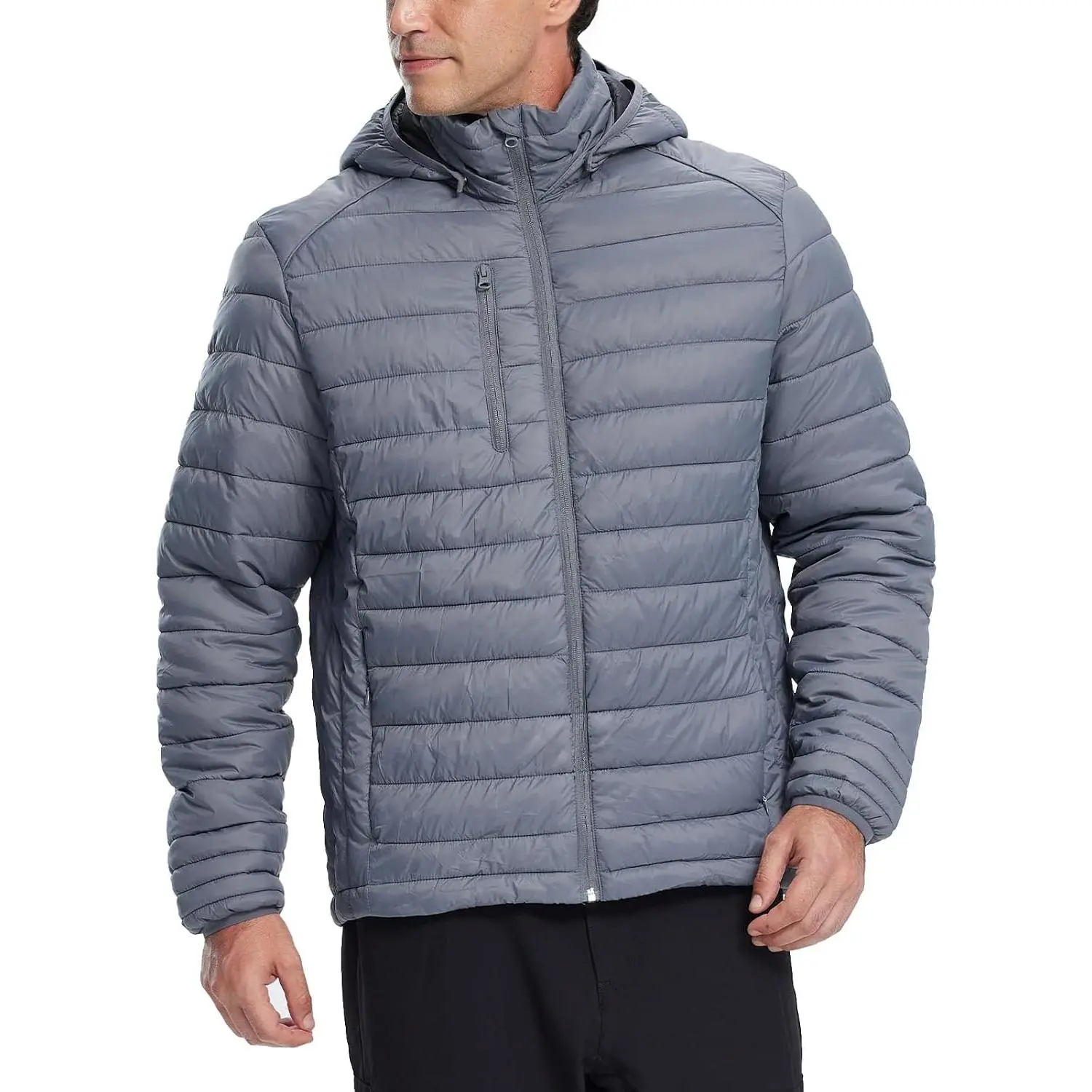 Men's Insulated Synthetic Down Puffer Jacket – Warm Winter Coat, Quilted, Water-Resistant, Packable for Hiking & Camping(Gift)