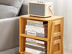 Bamboo Stackable End Tables, Wood Living Room Nightstand, Bedside Tables for Bedroom Storage, 2PCS